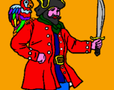 Disegno Pirata con il pappagallo  pitturato su andrea