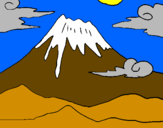 Disegno Monte Fuji pitturato su mattia
