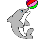 Disegno Delfino con una palla  pitturato su sara