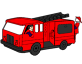 Disegno Pompieri sul camion  pitturato su uriel