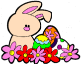 Disegno Coniglietto di Pasqua  pitturato su lara