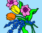 Disegno Mazzo di fiori pitturato su tobia