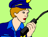 Disegno Polizia con il walkie talkie pitturato su marghe