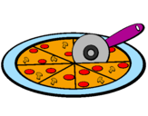 Disegno Pizza pitturato su fiby