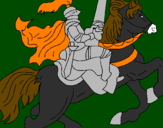 Disegno Cavaliere a cavallo pitturato su alessio