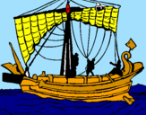 Disegno Barca romana  pitturato su FRANCY