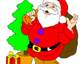 Disegno Babbo Natale con lalbero di Natale pitturato su manuel