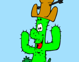 Disegno Cactus con il cappello  pitturato su chiara