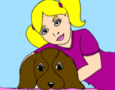Disegno Bambina che abbraccia il suo cagnolino  pitturato su marikuccia