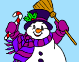 Disegno Pupazzo di neve con la sciarpa pitturato su Camilla