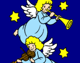 Disegno Angeli musicisti  pitturato su michela