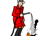 Disegno Pompiere che spegne il fuoco pitturato su xiaojie