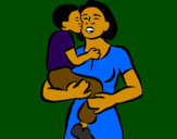 Disegno Bacio materno  pitturato su roberta