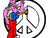 Disegno Musicista hippy  pitturato su VALENTINA