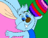Disegno Coniglio e uovo di Pasqua II pitturato su madda