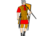 Disegno Soldato romano  pitturato su GUERRIERO