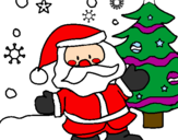 Disegno Babbo Natale pitturato su mrgherita
