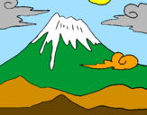 Disegno Monte Fuji pitturato su MATILDE