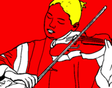 Disegno Violinista  pitturato su clelia