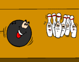 Disegno Boccia da bowling  pitturato su luca