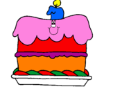 Disegno Torta di compleanno  pitturato su gnappa