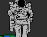 Disegno Astronauta  pitturato su andrea o