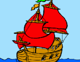 Disegno Barca  pitturato su giovanni