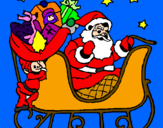 Disegno Babbo Natale alla guida della sua slitta pitturato su winny
