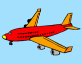 Disegno Aereo passeggeri  pitturato su leo aereo che vola nel ci