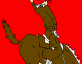 Disegno Cowboy a cavallo  pitturato su stefano