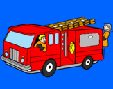 Disegno Pompieri sul camion  pitturato su pippo