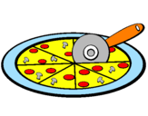 Disegno Pizza pitturato su davide