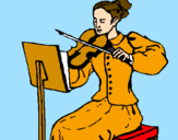 Disegno Dama violinista  pitturato su adriano
