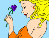 Disegno Principessa con una rosa pitturato su shajira