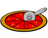 Disegno Pizza pitturato su Camilla