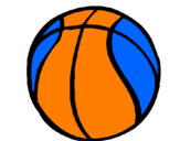 Disegno Pallone da pallacanestro pitturato su pino