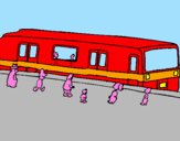 Disegno Passeggeri in attesa del treno  pitturato su ANDREA P.