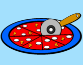Disegno Pizza pitturato su Marco