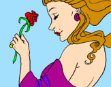 Disegno Principessa con una rosa pitturato su sofia della valle