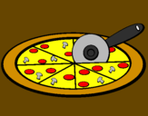 Disegno Pizza pitturato su ben 10