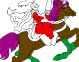 Disegno Cavaliere a cavallo pitturato su danilo