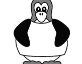 Disegno Pinguino pitturato su redon  mnjjkiukknnhhggggg