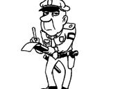Disegno Poliziotto che fa la multa pitturato su poliziotto