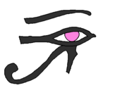 Disegno Occhio di Horus  pitturato su miki