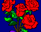 Disegno Mazzo di rose  pitturato su ornella tassat