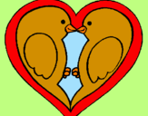 Disegno Uccellini innamorati  pitturato su federico