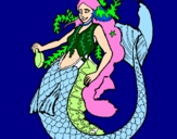 Disegno Sirena con una lunga chioma pitturato su aurora