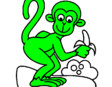 Disegno Scimmietta  pitturato su scimmia verde