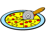 Disegno Pizza pitturato su silvia
