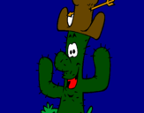 Disegno Cactus con il cappello  pitturato su benny